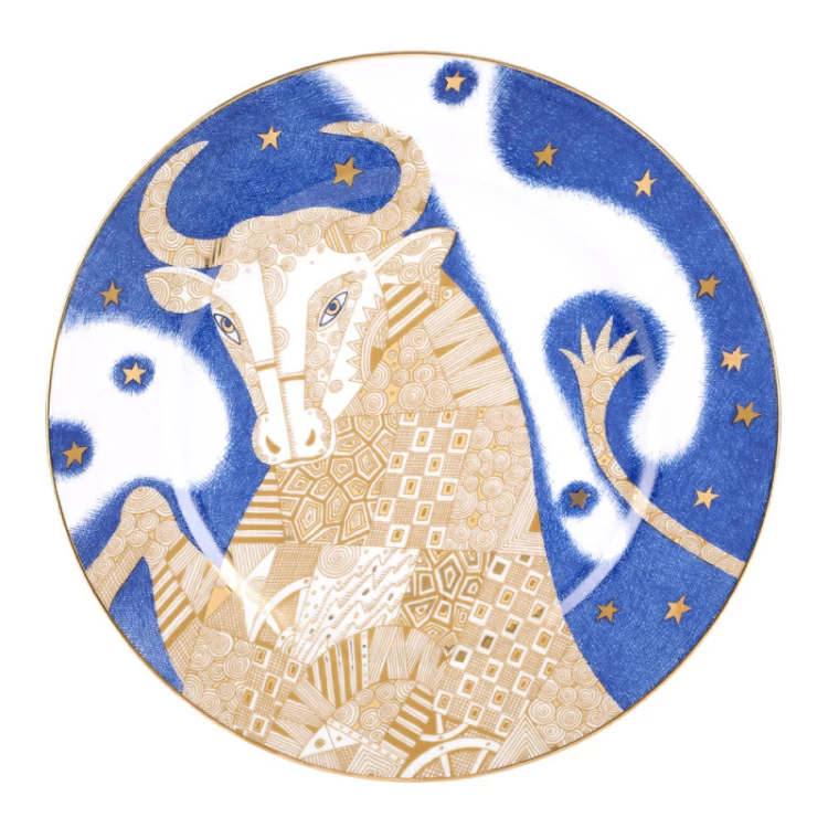 Тарелка декоративная 270 форма Европейская - 2 рисунок Золотой бык, арт. 80.99943.00.1