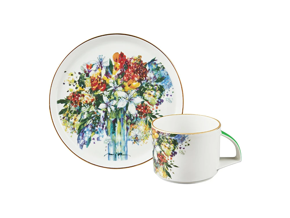 Чашка с блюдцем чайная форма Баланс рисунок Весенний букет/Spring Bouquet арт. 81.29232.00.1