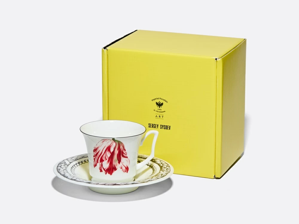 Подарочный набор чашка с блюдцем, форма Юлия рисунок Сысоев. Волшебный сад III арт. 81.30914.00.1