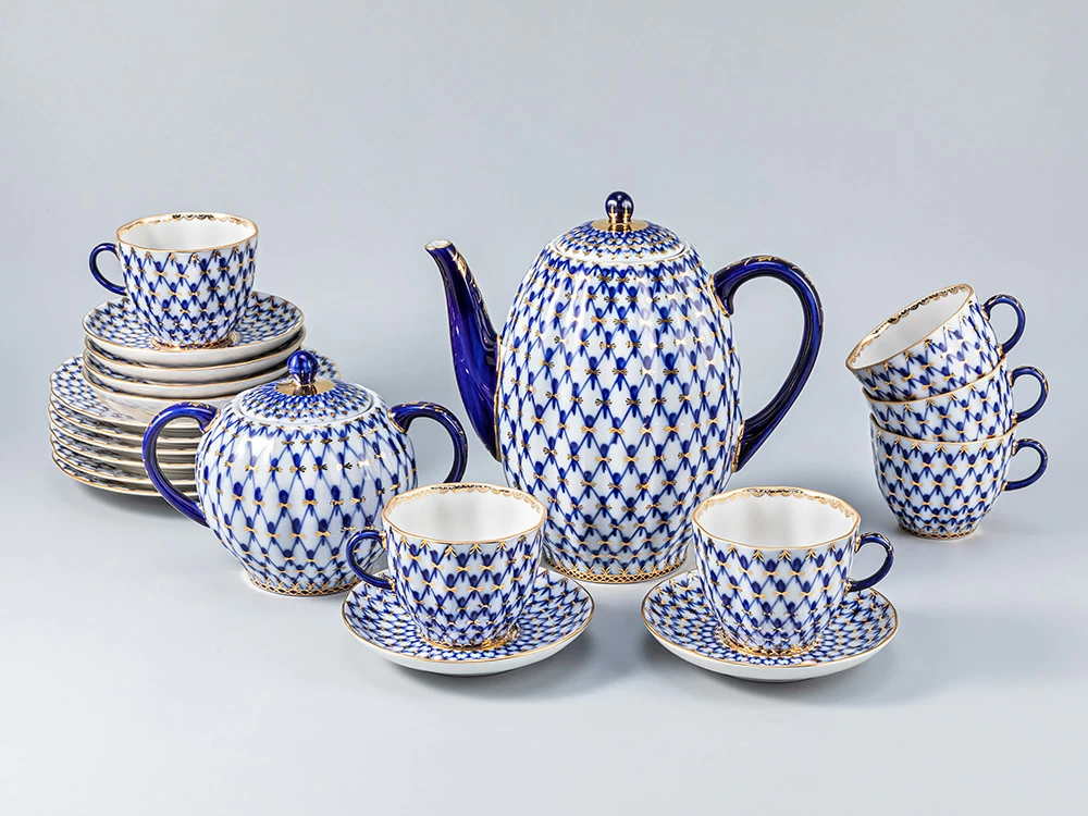 Сервиз кофейный форма Тюльпан рисунок Кобальтовая сетка, 6 персон 20 предметов, арт. 81.20944.00.1