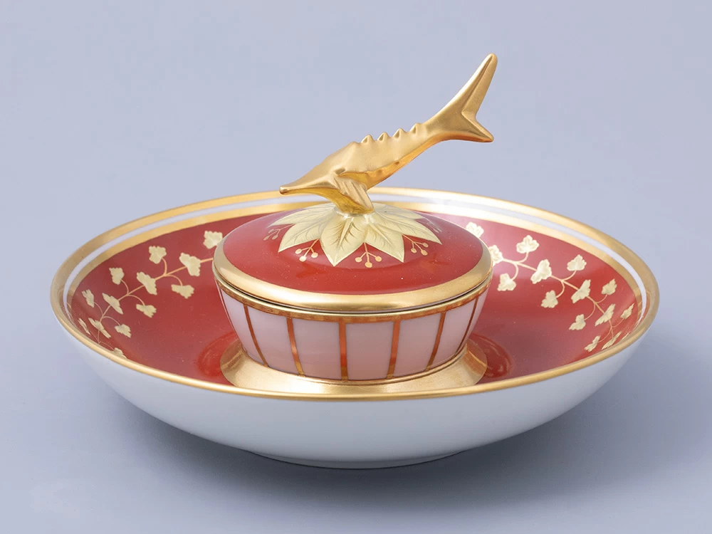 Икорница форма Каспийская, рисунок Гурьевский сервиз, арт. 80.43396.00.1